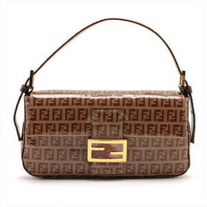 Fendi Zucchino Glitter Mamma Bucket FF leather handbag tote brown
